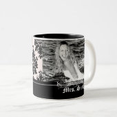 2 Couleurs Grande tasse personnalisée de photo de damassé (Devant droit)