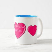 2 Couleurs GRANDMA avec coeur rose café ou tasse à thé. (Devant droit)
