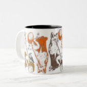 2 Couleurs Graphismes de thème de tasse à café Fox et amis (Devant gauche)