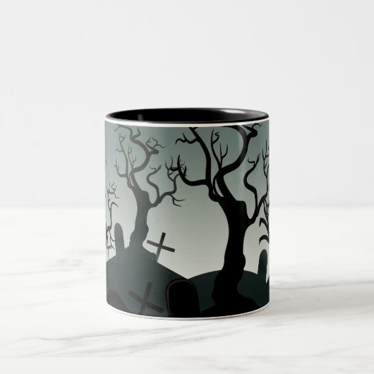 2 Couleurs Graveyard Halloween tch tasse personnalisée (Centre)