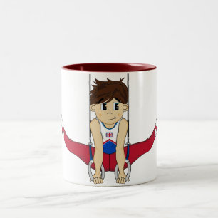 2 Couleurs Gymnaste mignon sur la tasse d'anneaux