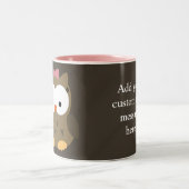 2 Couleurs Hibou mignon de bébé avec la tasse de café faite (Centre)
