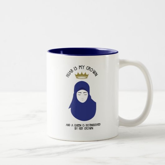 2 Couleurs Hijab est ma couronne - tasse de café BLEUE (Droit)