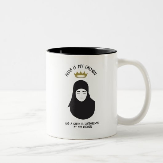 2 Couleurs Hijab est ma couronne - tasse de café NOIR (Droit)