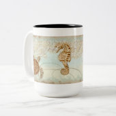 2 Couleurs Hippocampe, plage côtière de grand héron - tasse (Devant gauche)