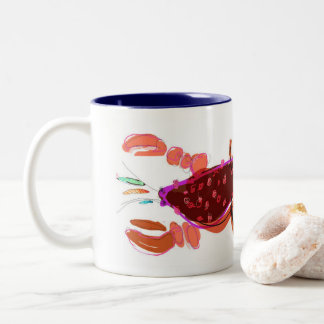 2 Couleurs Homard de rouge et de marine et tasse des vairons