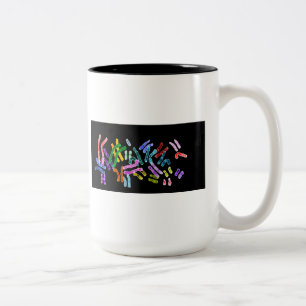 2 Couleurs Image de chromosomes humains sur la tasse de café