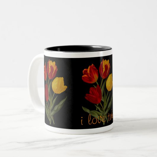 2 Couleurs j'aime la tasse de tulipe (Devant gauche)
