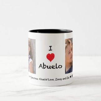 2 Couleurs J'aime la tasse personnalisable de photo d'Abuelo