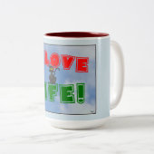 2 Couleurs "J'aime la vie !" Tasse de café (Devant droit)