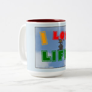 2 Couleurs "J'aime la vie !" Tasse de café