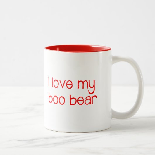 2 Couleurs j'aime le mon hue la tasse d'ours - rouge (Droit)
