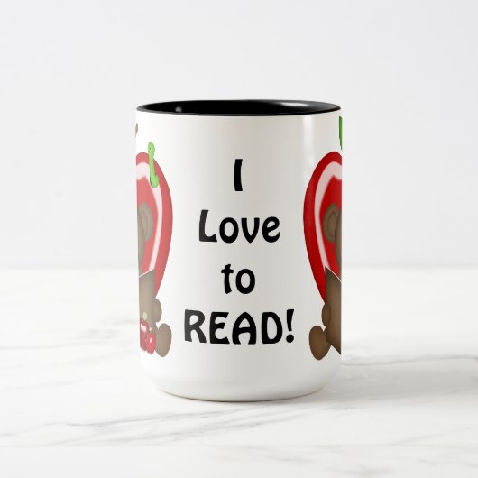 2 Couleurs J'aime lire la tasse de café (Centre)
