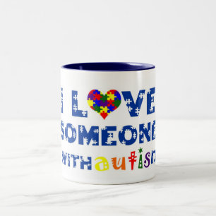 2 Couleurs J'aime quelqu'un avec la tasse d'autisme