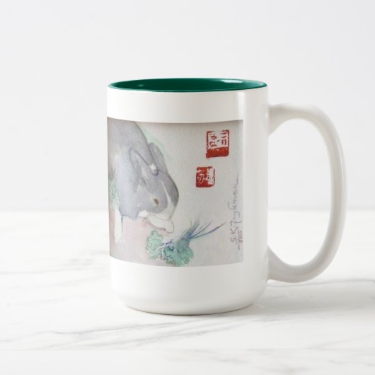 2 Couleurs Jaspe la tasse à deux tons de lapin - vert (Droit)