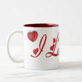2 Couleurs Je t'aime tasse avec des coeurs (Gauche)