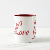 2 Couleurs Je t'aime tasse avec des coeurs (Centre)