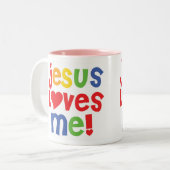 2 Couleurs Jésus m'aime ! tasse (Devant gauche)