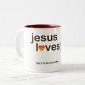 2 Couleurs Jésus vous aime tasse (Devant gauche)