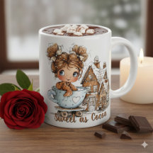 Jolie Fille en Pain d'Épices dans une Tasse à Thé