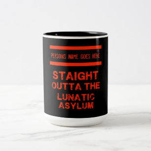 2 Couleurs Juste devant l'asile lunatique grande tasse de caf