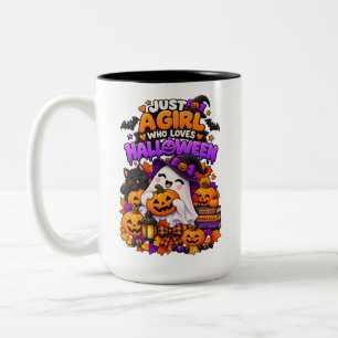2 Couleurs Juste une fille qui aime Halloween Tasse mignonne