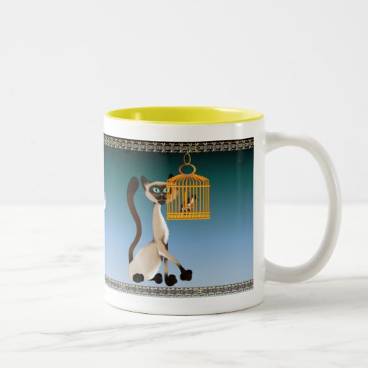 2 Couleurs Kitty et tasse d'oiseau (Droit)