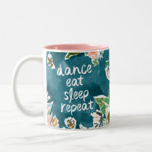2 Couleurs La DANSE MANGENT la tasse assez florale colorée d