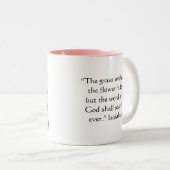 2 Couleurs La fleur gauchère se fane tasse d'écriture sainte (Devant droit)
