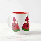 2 Couleurs La tasse de café heureuse de pastèque (Devant gauche)