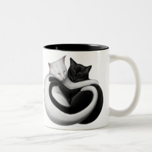 2 Couleurs La tasse de chats d'amour