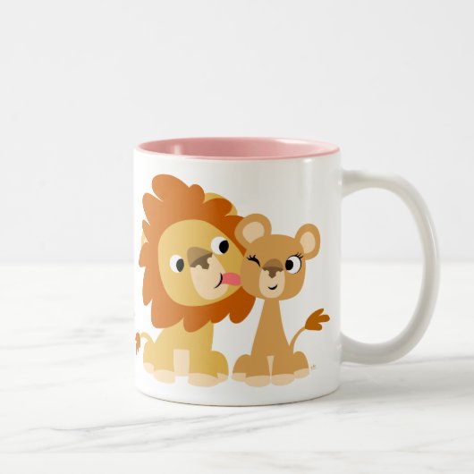 2 Couleurs Le baiser : Tasse mignonne de couples de lion de (Droit)