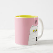 2 Couleurs Le chat avec la souris rougissent tasse rose (Devant droit)