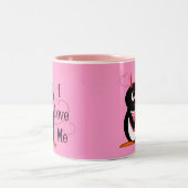 2 Couleurs Le pingouin mauvais I M'AIMENT tasse (Centre)