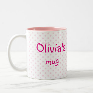 2 Couleurs Le point de polka rose d'OLIVIA de ♥ de TASSE de