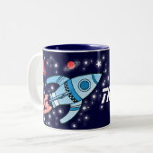 2 Couleurs Le rouge bleu de fusée d'espace badine la tasse (Devant gauche)
