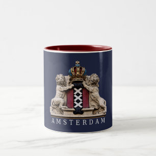 2 Couleurs Les lions d'Amsterdam gardent la tasse de 2-Ton de