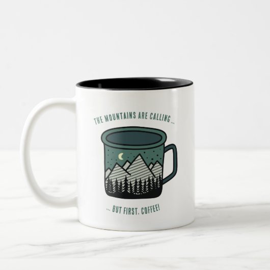2 Couleurs Les montagnes appellent Mais d'abord Tasse à café (Gauche)