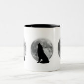 2 Couleurs Loup avec tasse de café-design pleine lune. (Centre)