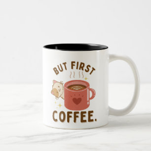 2 Couleurs Mais première tasse de café avec chat adorable