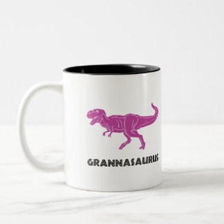 2 Couleurs Mamie Nanna, tasse rose de tasse de T-rex de