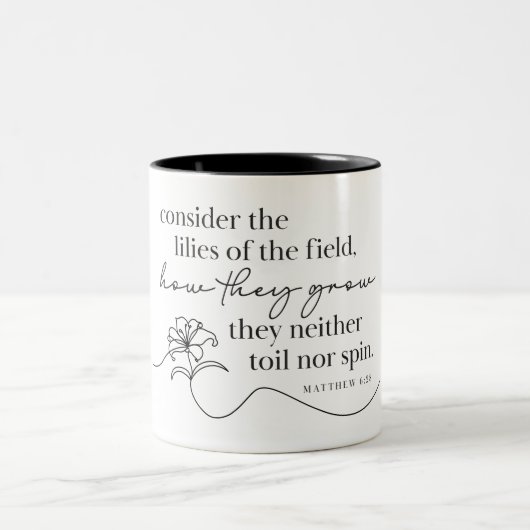 2 Couleurs MATTHEW 6:28 - Tasse à café (Centre)