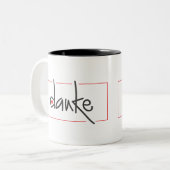 2 Couleurs Merci de Danke dans toute tasse de langue (Devant gauche)