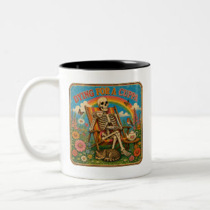 2 Couleurs Meurt pour une tasse de thé rétro squelette