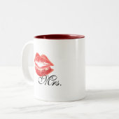 2 Couleurs Mme tasse - avec les lèvres rouges de rouge à (Devant gauche)