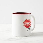 2 Couleurs Mme tasse - avec les lèvres rouges de rouge à (Devant droit)