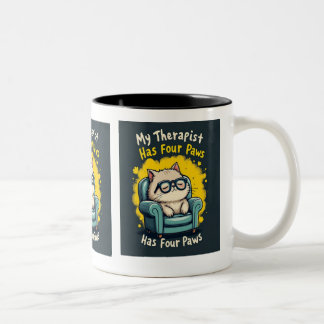 2 Couleurs Mon thérapeute a quatre pattes Tasse drôle pour am