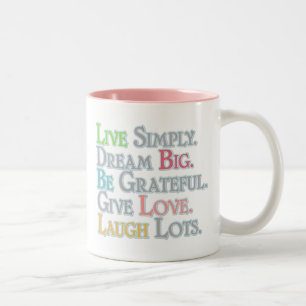 2 Couleurs Mots à vivre par tasse à café à deux tons