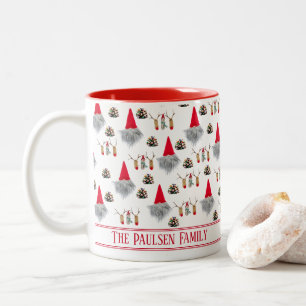 2 Couleurs Noël moderne rouge gnome famille tasse à deux tons