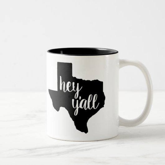 2 Couleurs Noir/blanc tasse de 11 onces - le Texas hé vous (Droit)